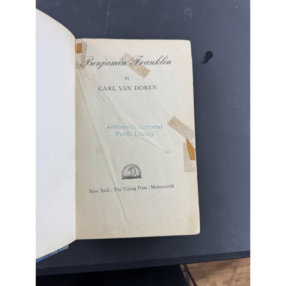 1938 HC Edition - Benjamin Franklin Biography by Carl Van‎ Doren